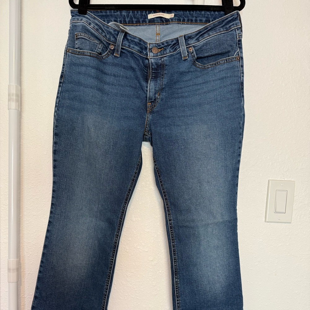 Levi's Blue Super Low Bootcut Straight Leg Jeans Classic Style